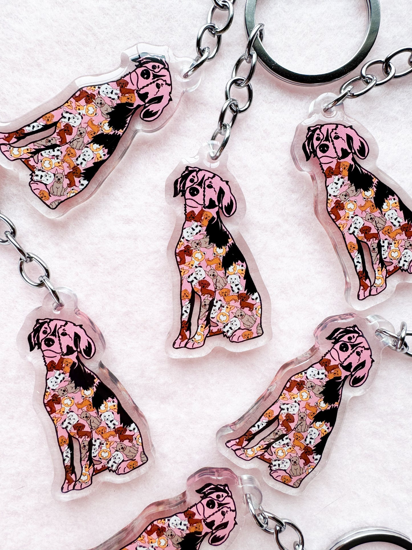 Mutt, Mixed Breed (pink) Keychain