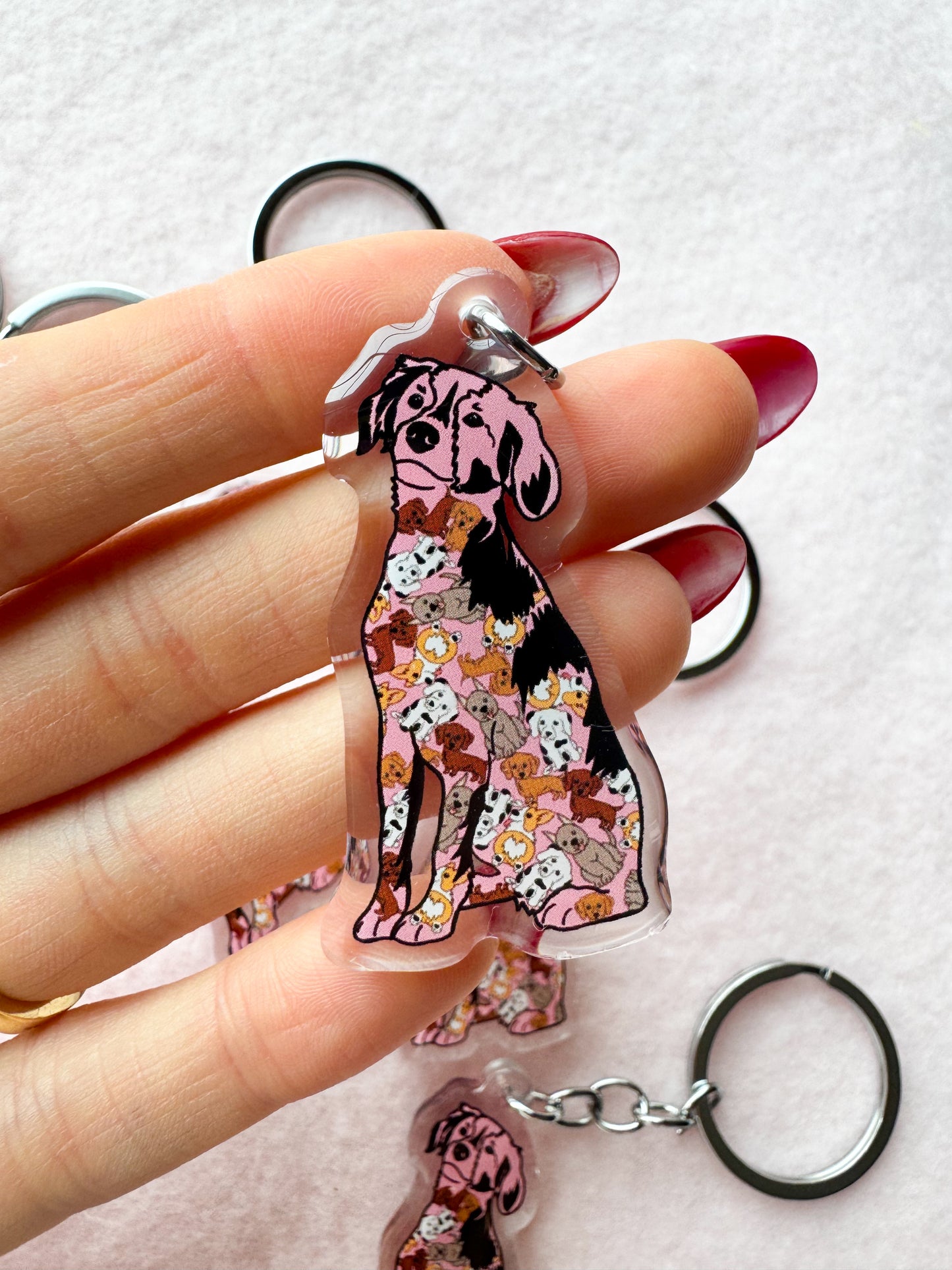 Mutt, Mixed Breed (pink) Keychain