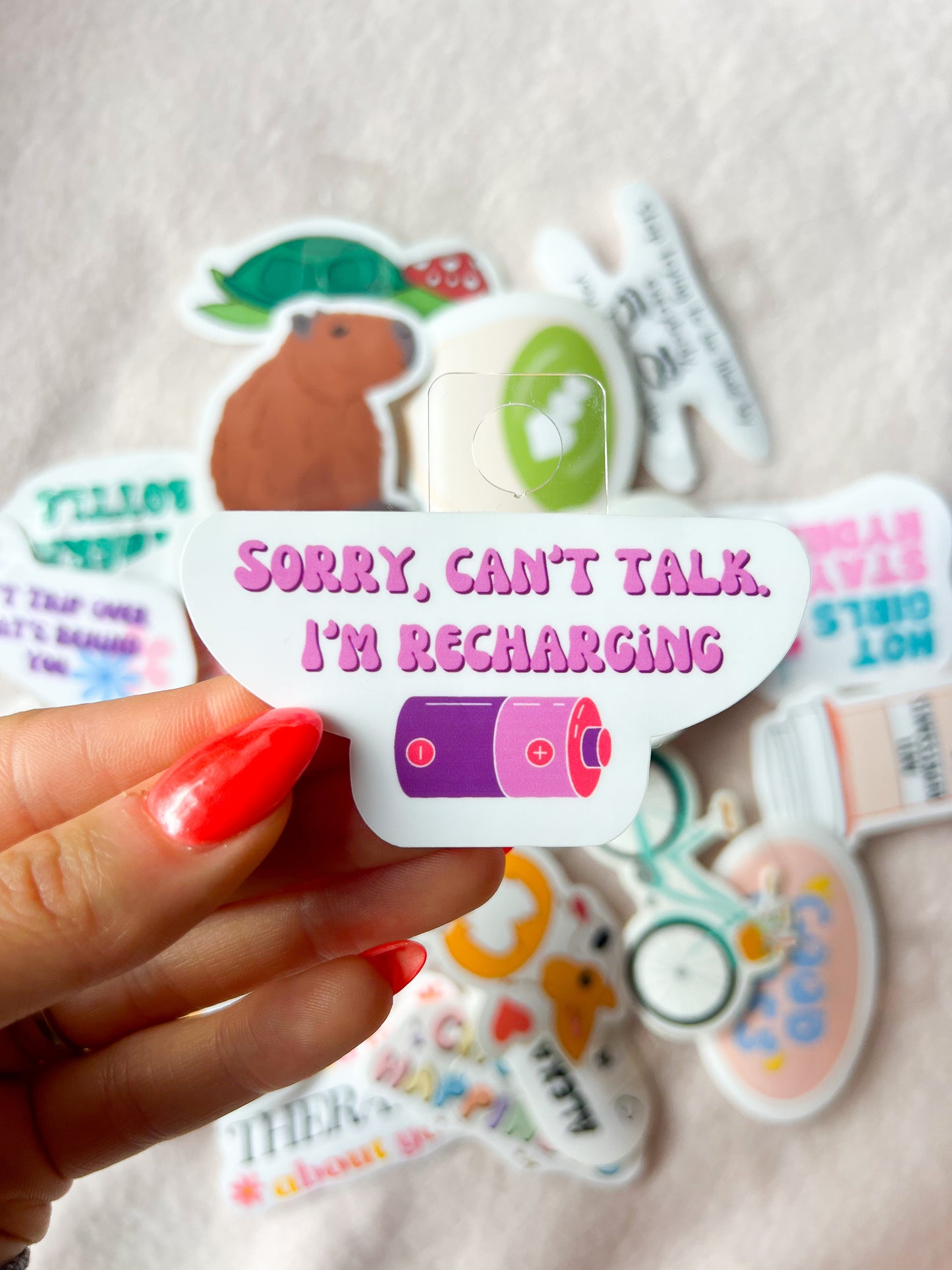"Sorry, can't talk. I'm recharging" Sticker