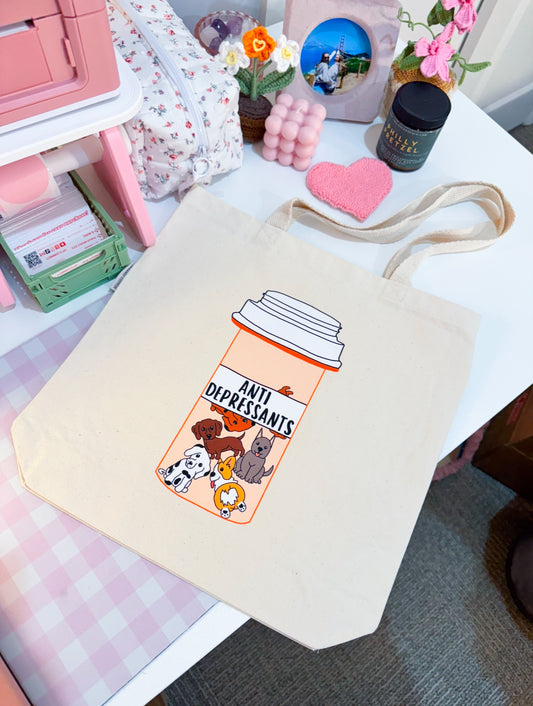 Dog Pill Bottle Tote Bag