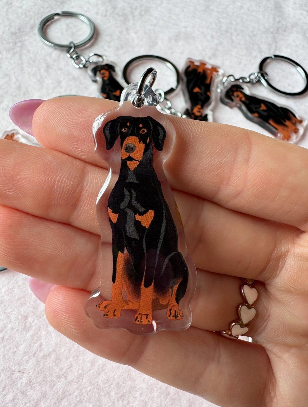 Dobermann (black & rust/natural ears) Keychain