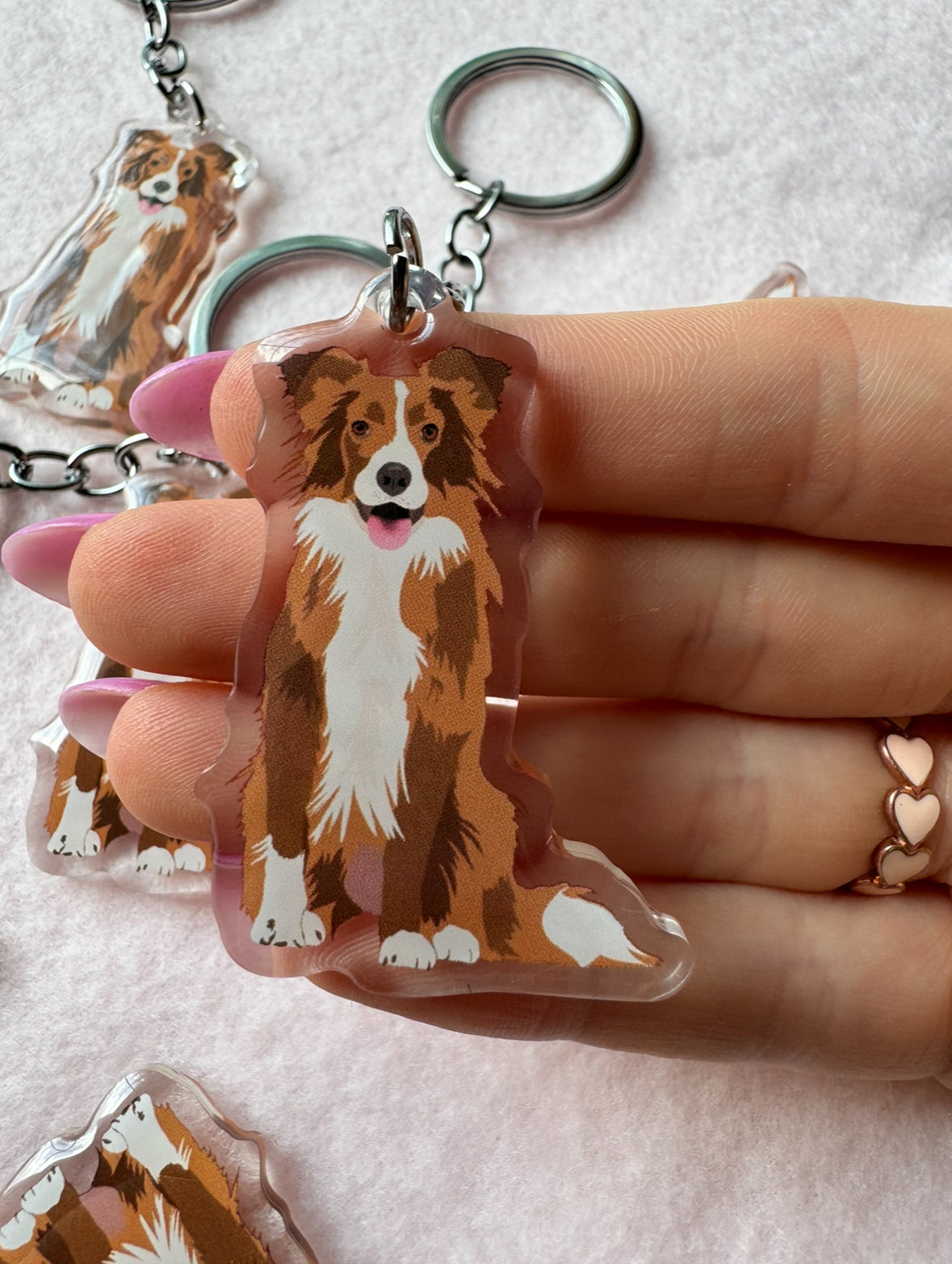 Border Collie (brown tri-color) Keychain