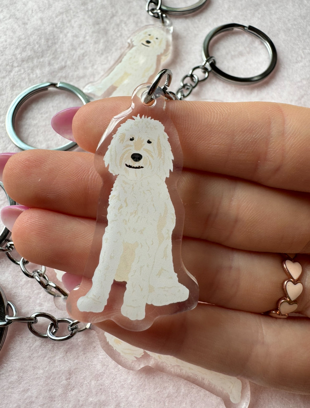 Goldendoodle (white/cream), Labradoodle (white/cream) Keychain