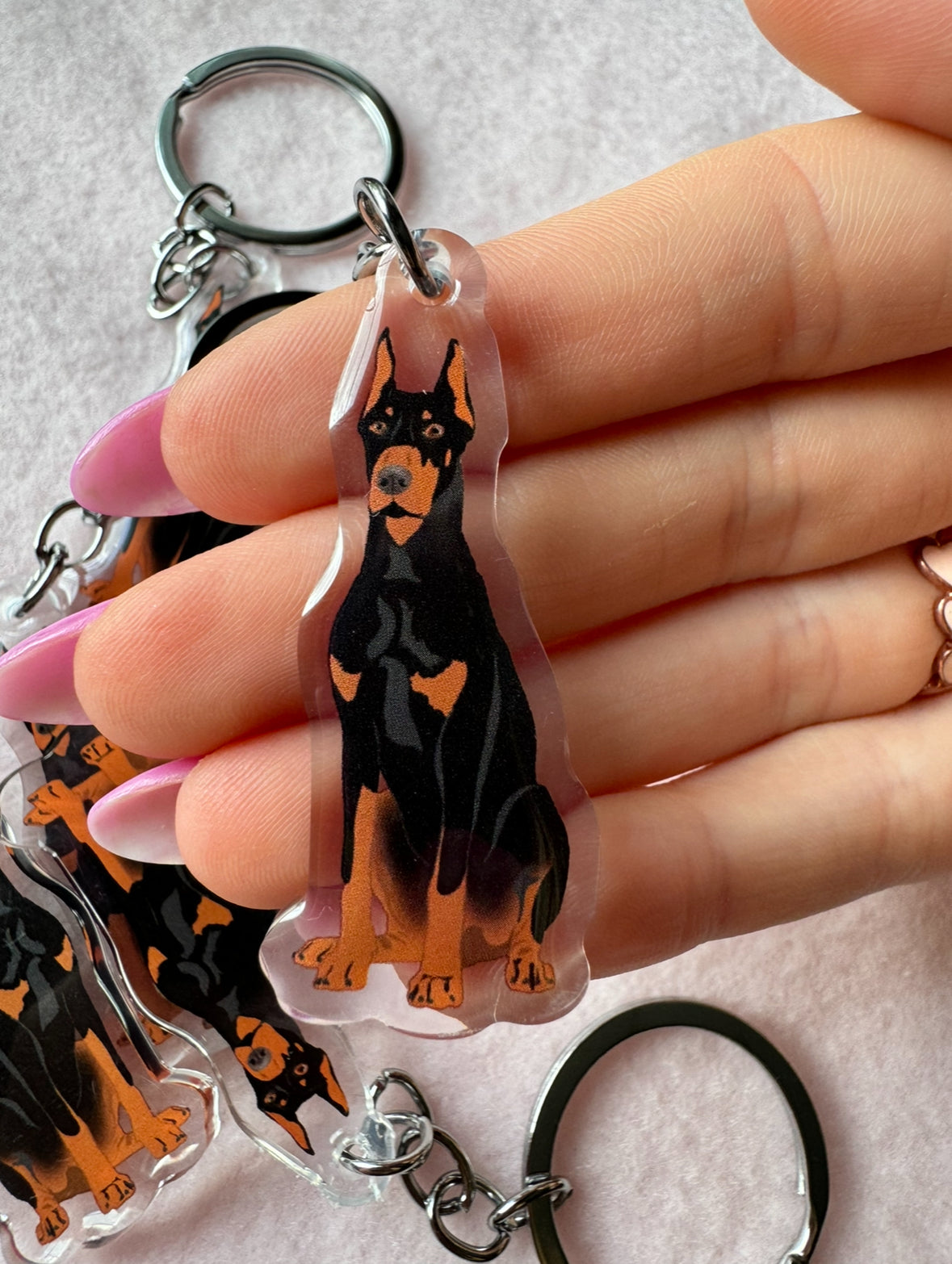 Dobermann (black & rust/cropped ears) Keychain