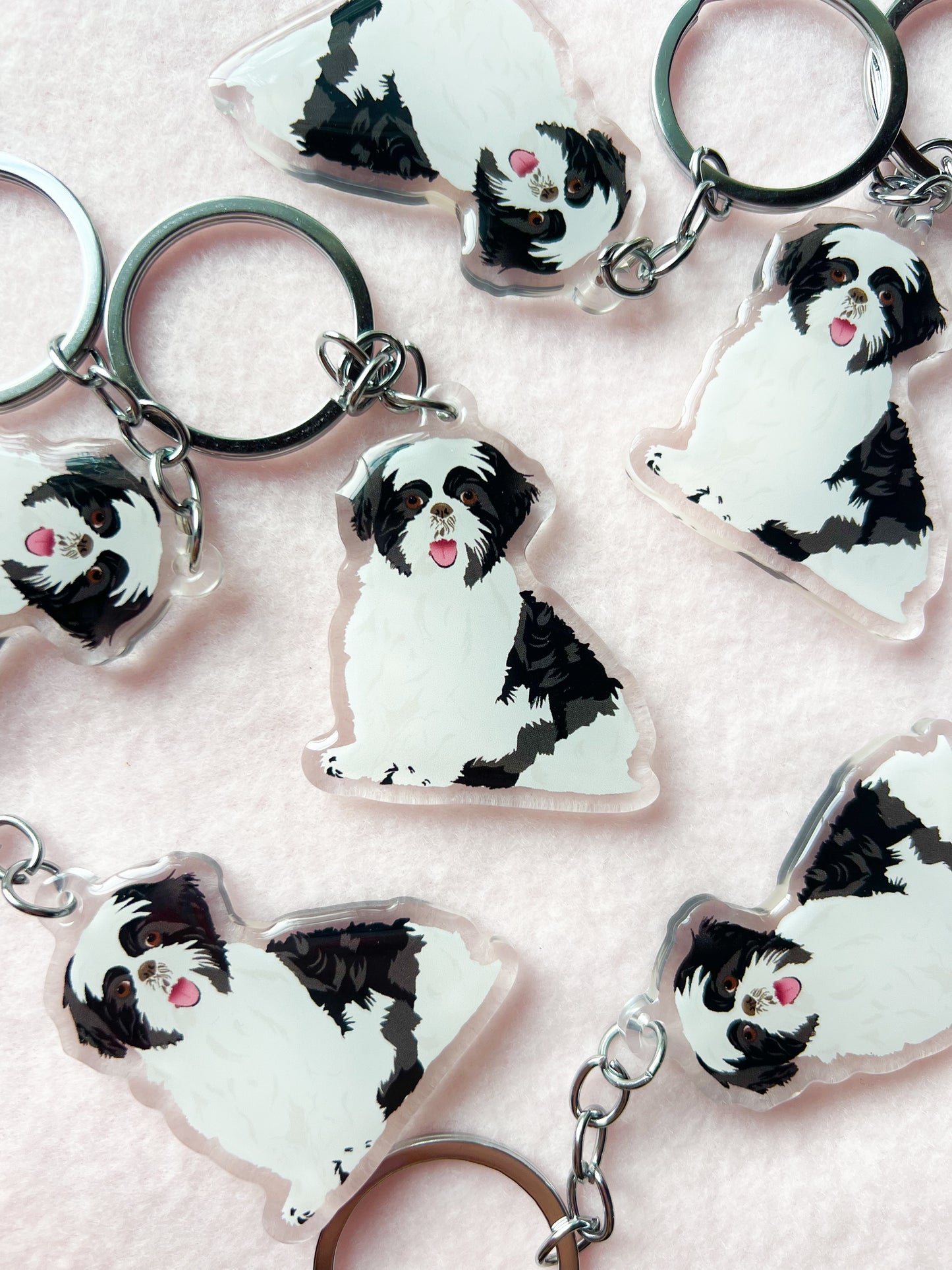 Shih Tzu (black+white) Keychain