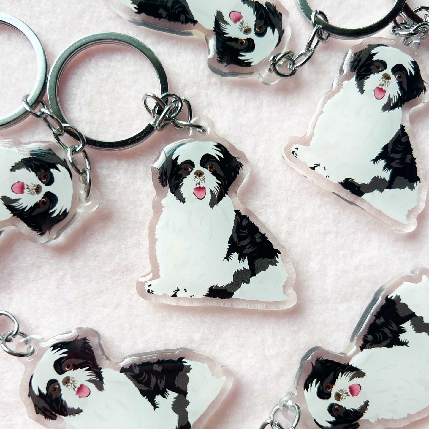 Shih Tzu (black+white) Keychain