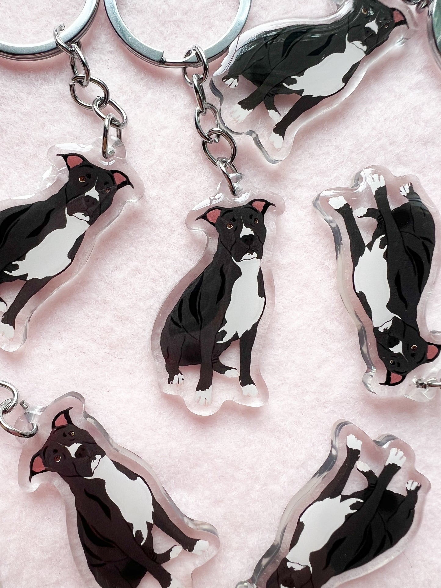 Pit Bull (black), Staffy (black) Keychain