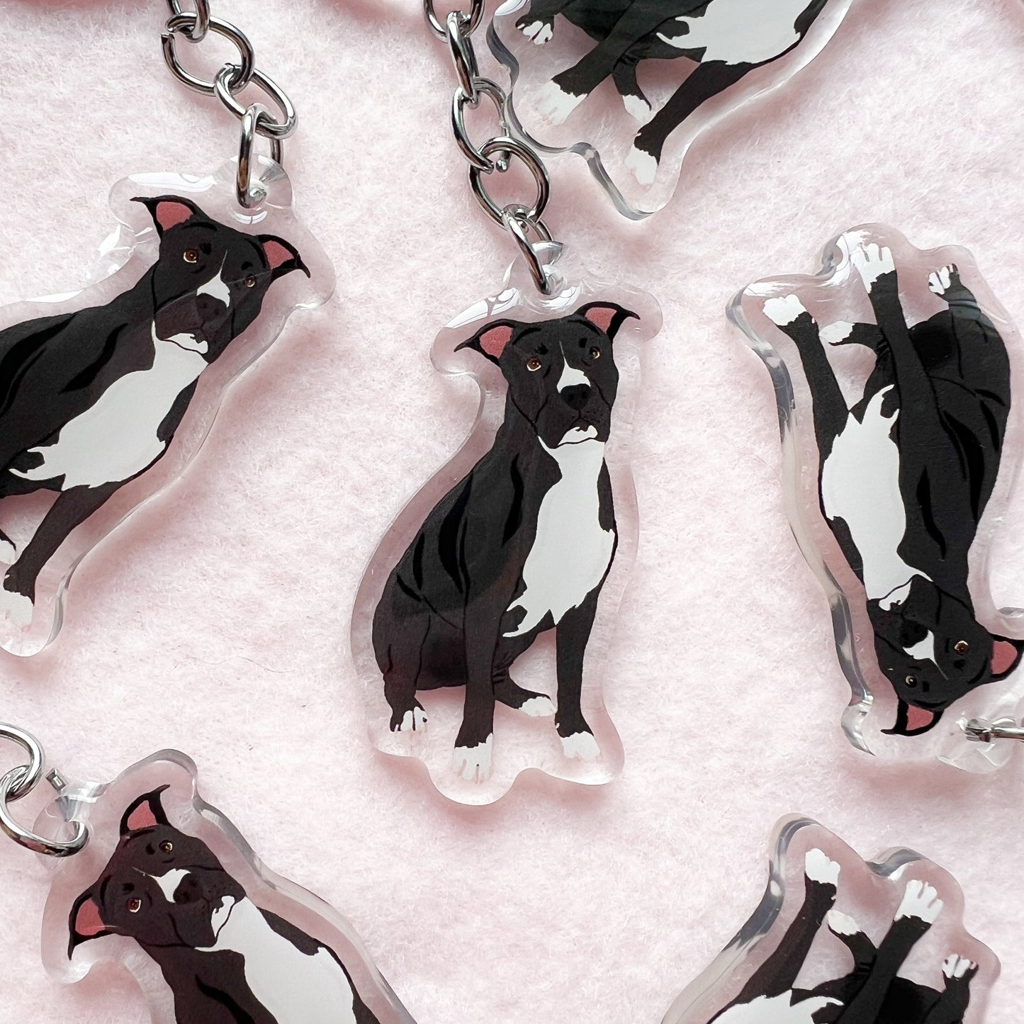 Pit Bull, Staffy (black) Keychain