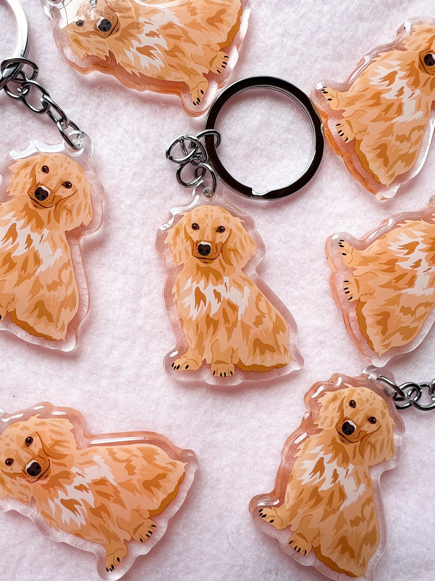 Dachshund (long haired blonde) Keychain