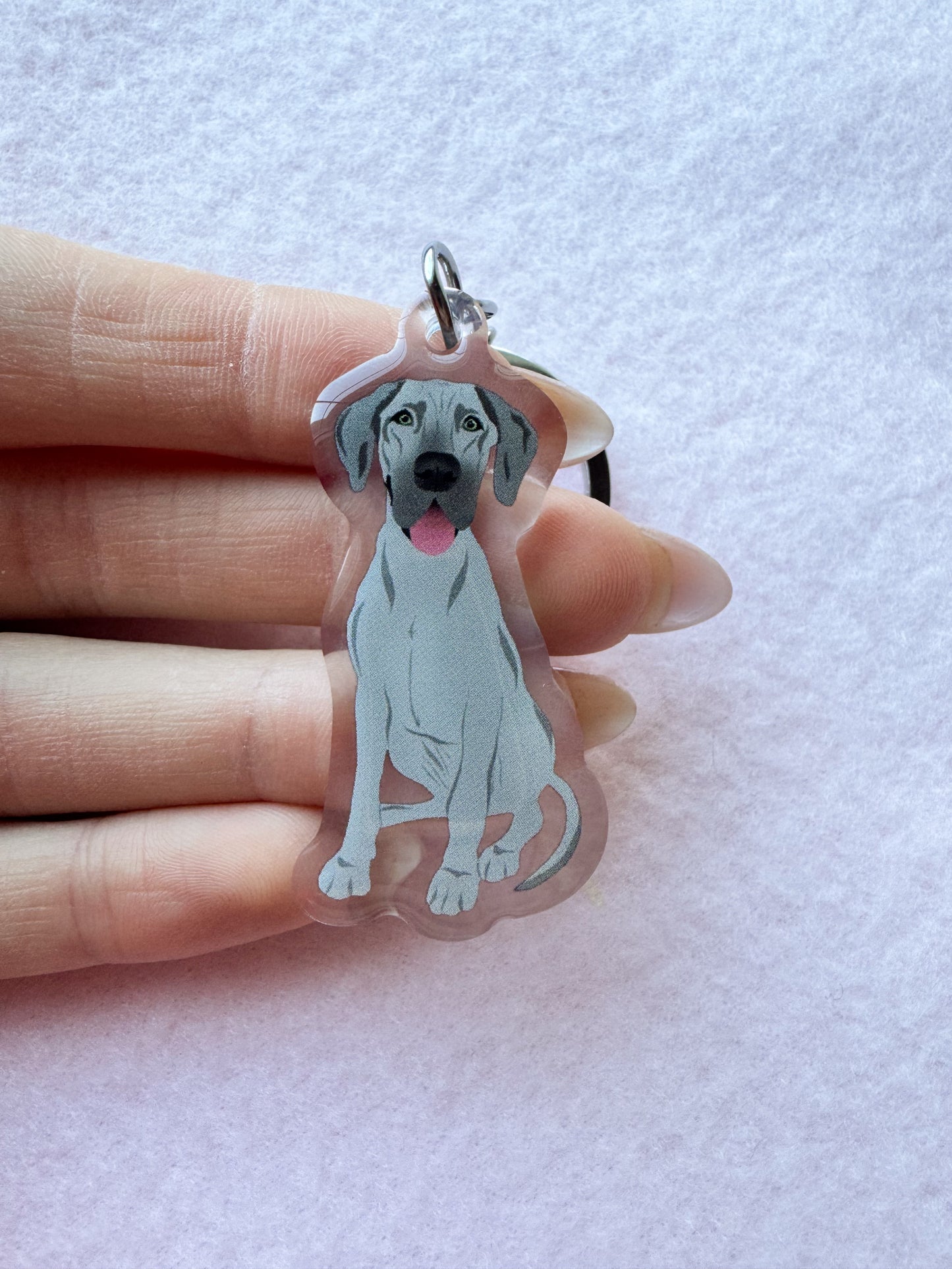 Great Dane (gray) Keychain