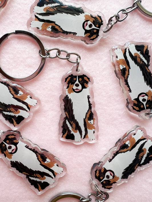 Australian Shepherd (black tri) Keychain