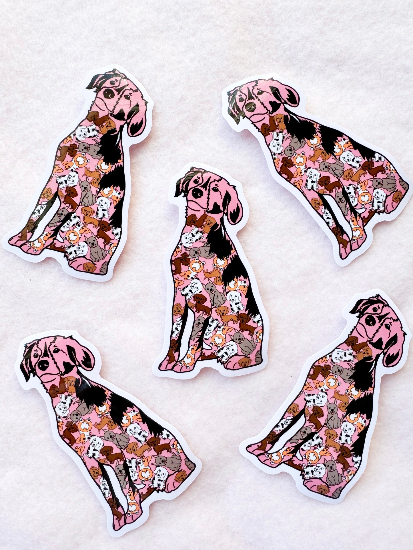 Mutt, Mixed Breed (pink) Sticker