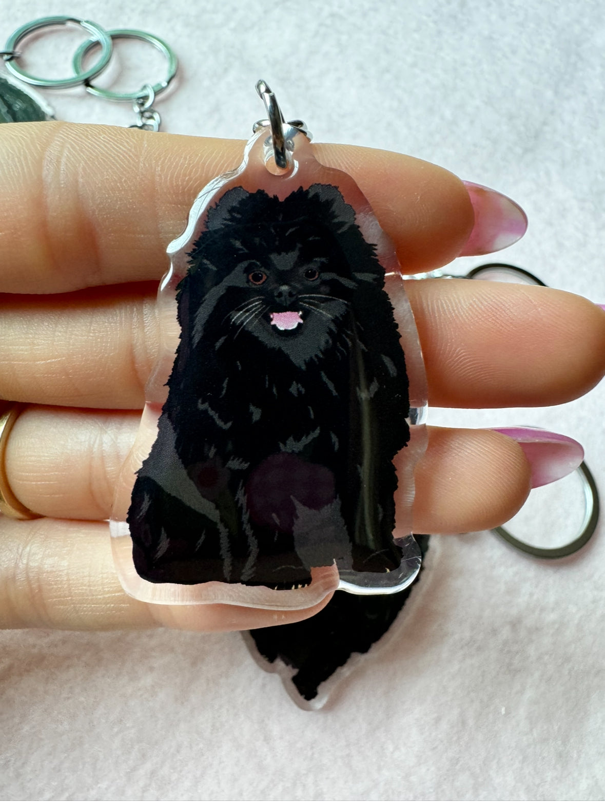 Pomeranian (black) Keychain