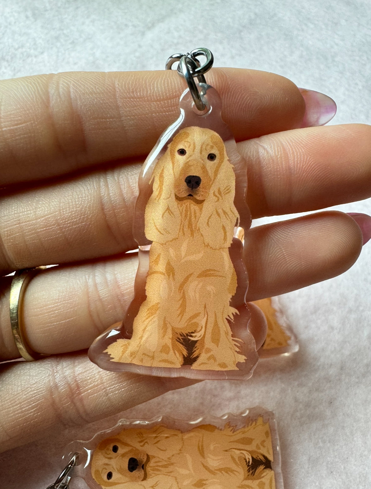English Cocker Spaniel (blonde) Keychain