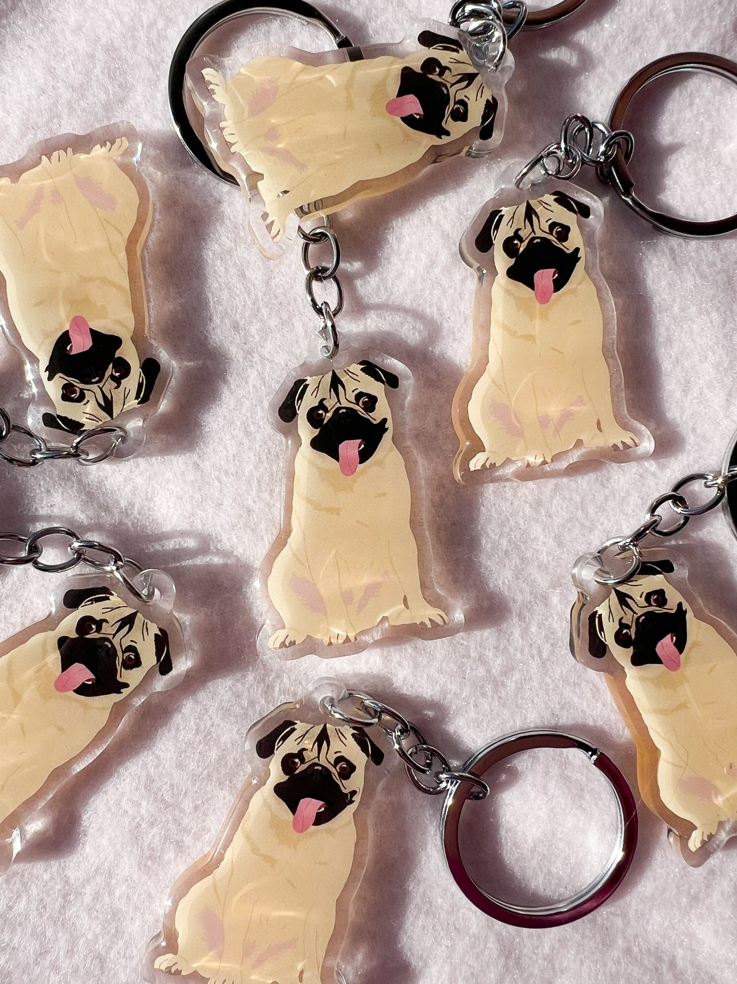 Pug (fawn) Keychain