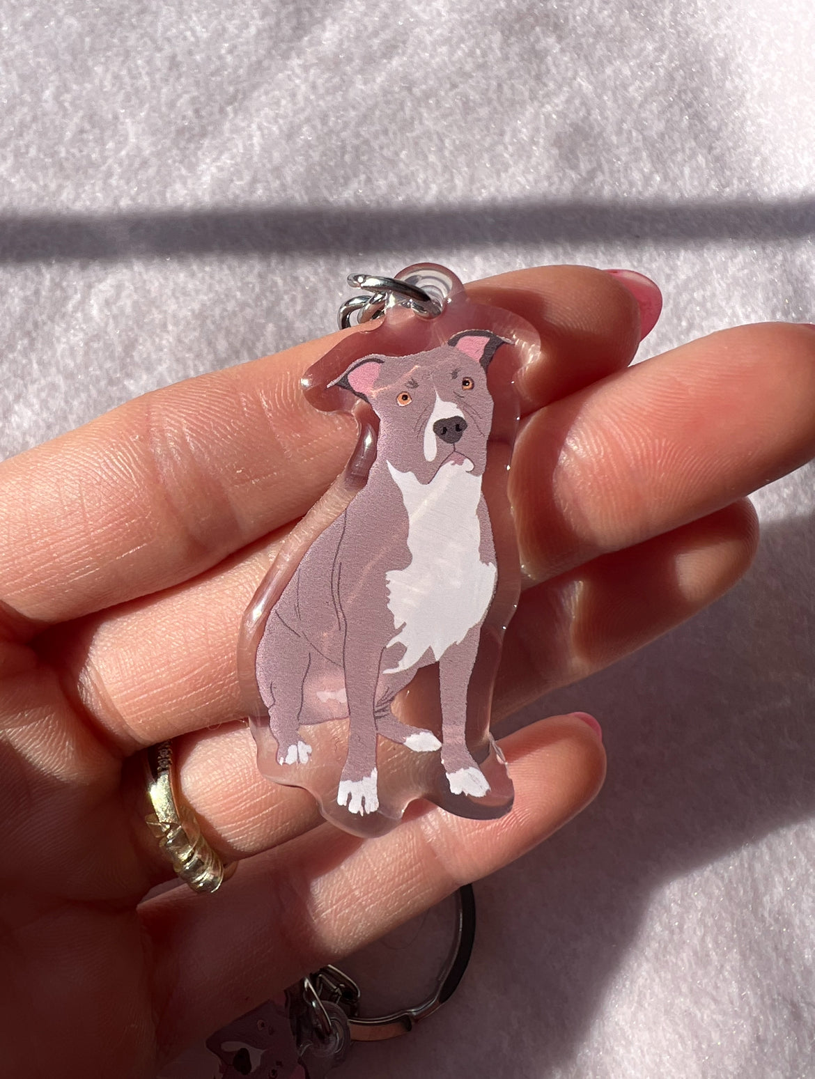 Pit Bull (gray), Staffy (gray) Keychain