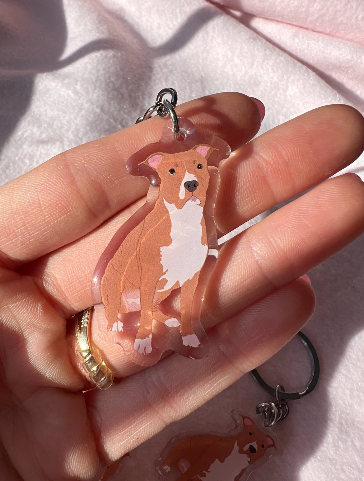 Pit Bull (brown/red), Staffy (brown/red) Keychain