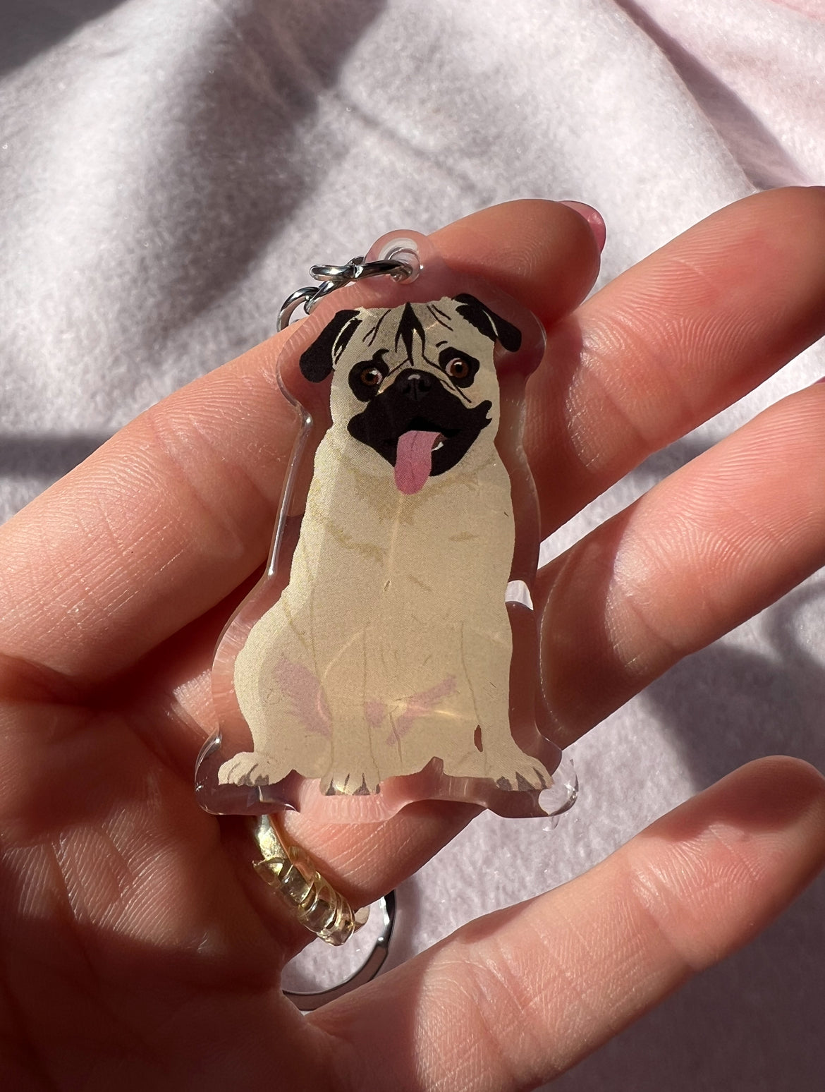 Pug (fawn) Keychain