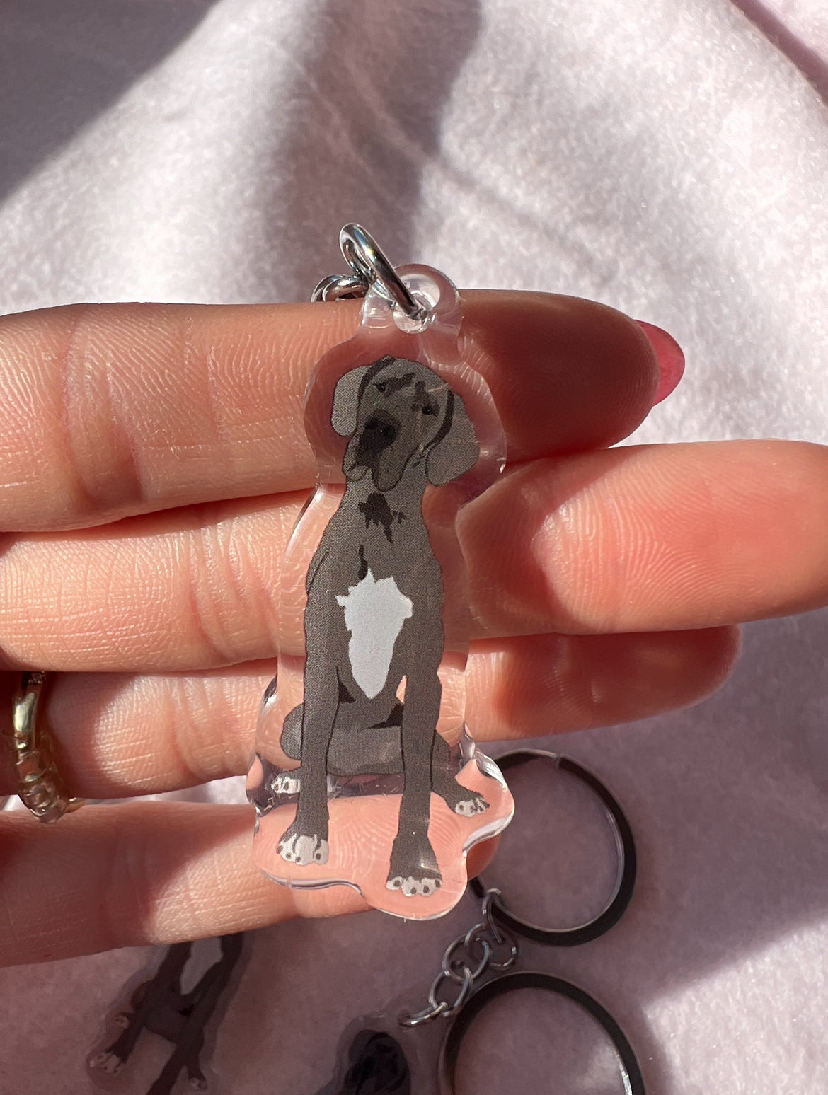 Great Dane (gray) Keychain