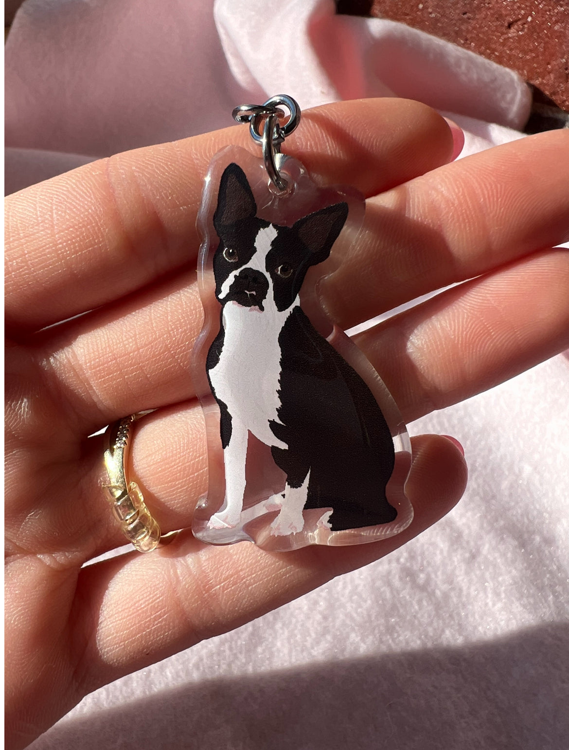 Boston Terrier (black & white) Keychain