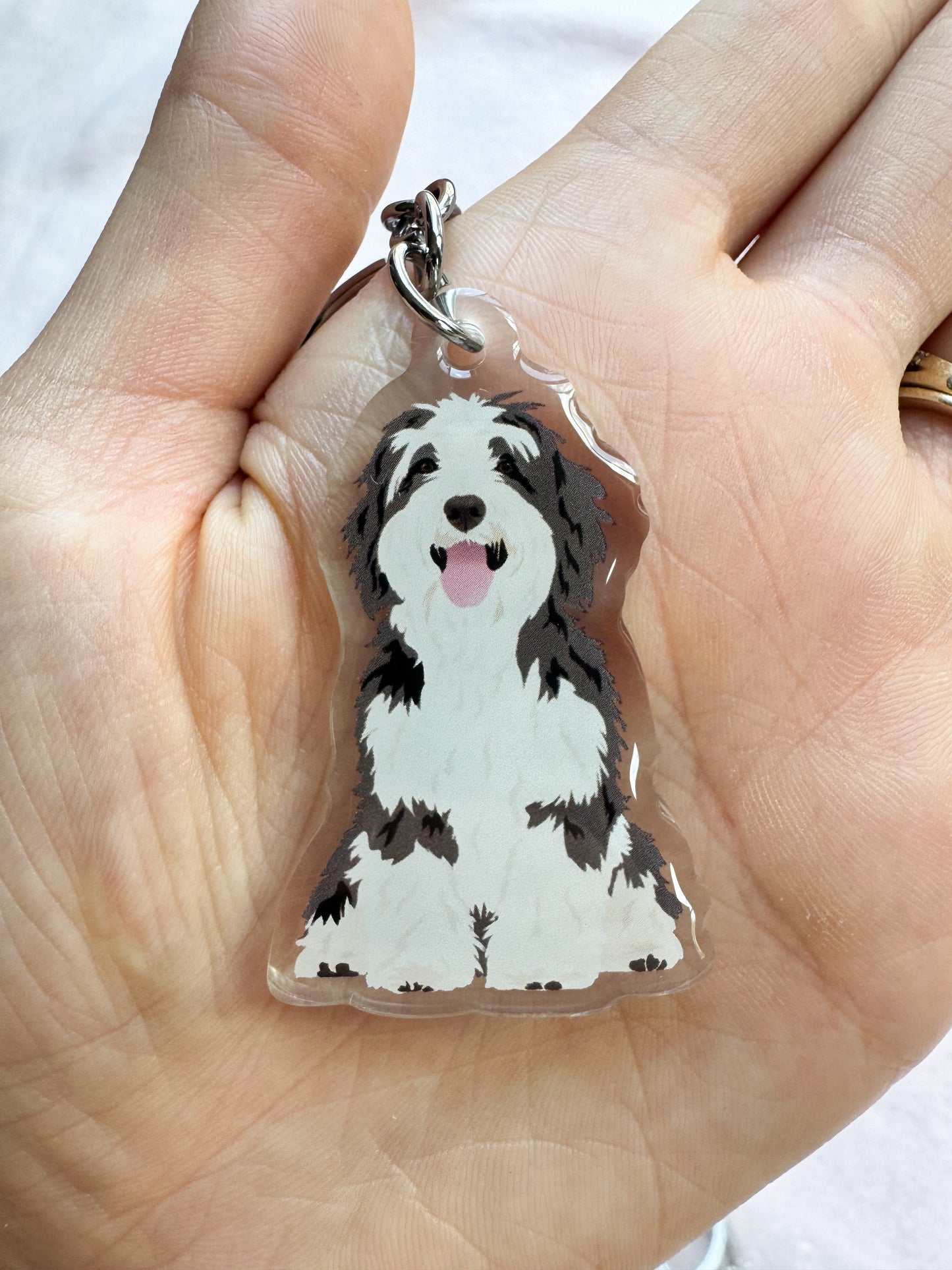Old English Sheepdog, Tibetan Terrier Keychain