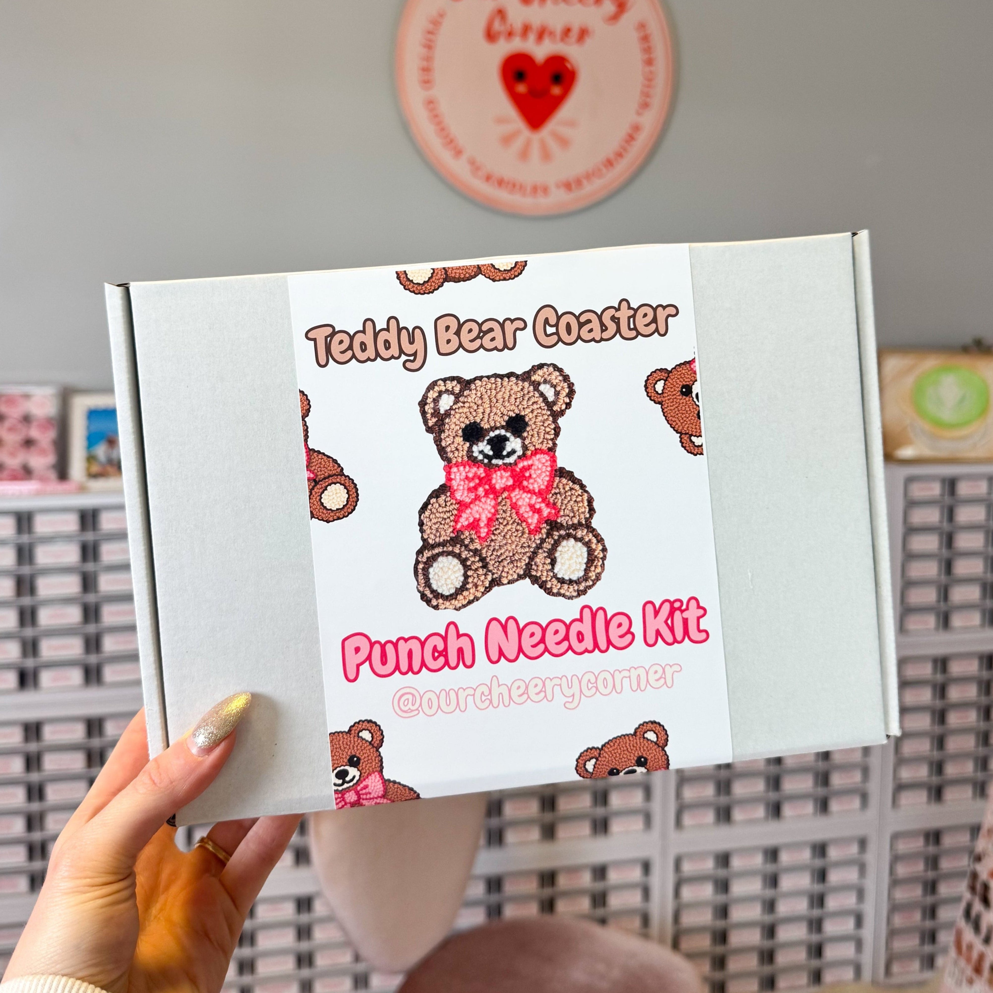 Teddy Bear Coaster Punch Needle Kit - Our Cheery Corner