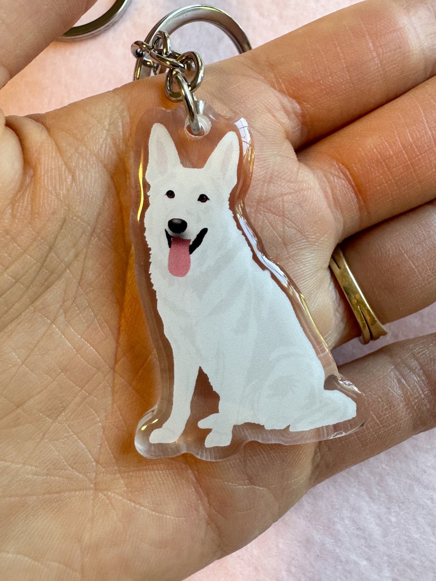 German Shepherd (white), Swiss Shepherd, Husky (white) Keychain