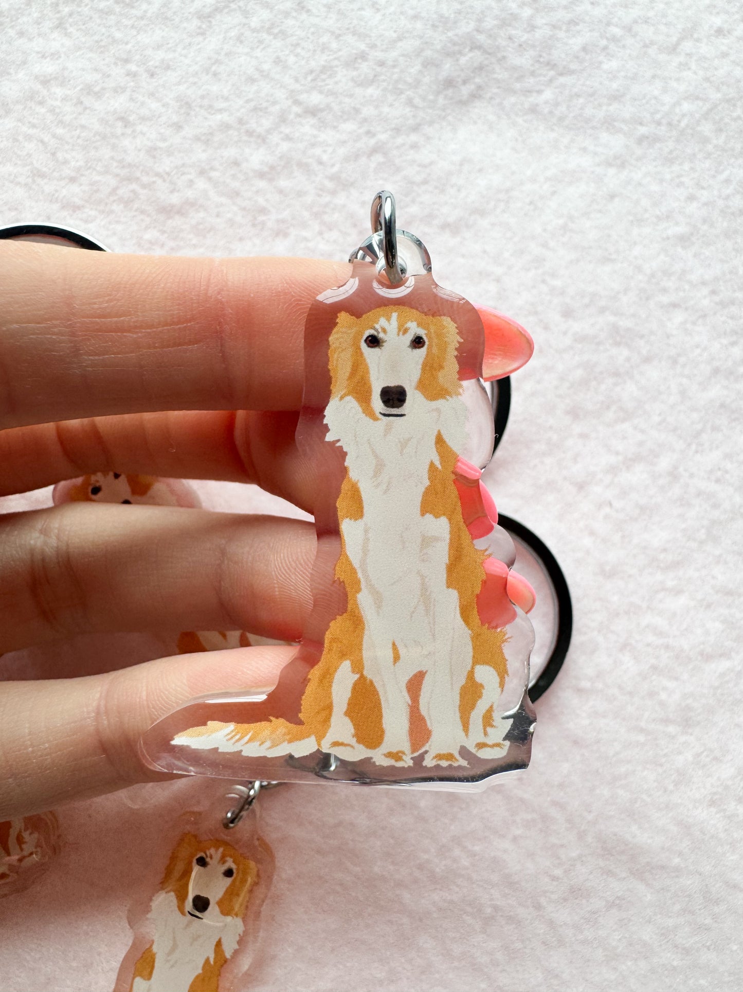 Borzoi, Silken Windhound Keychain