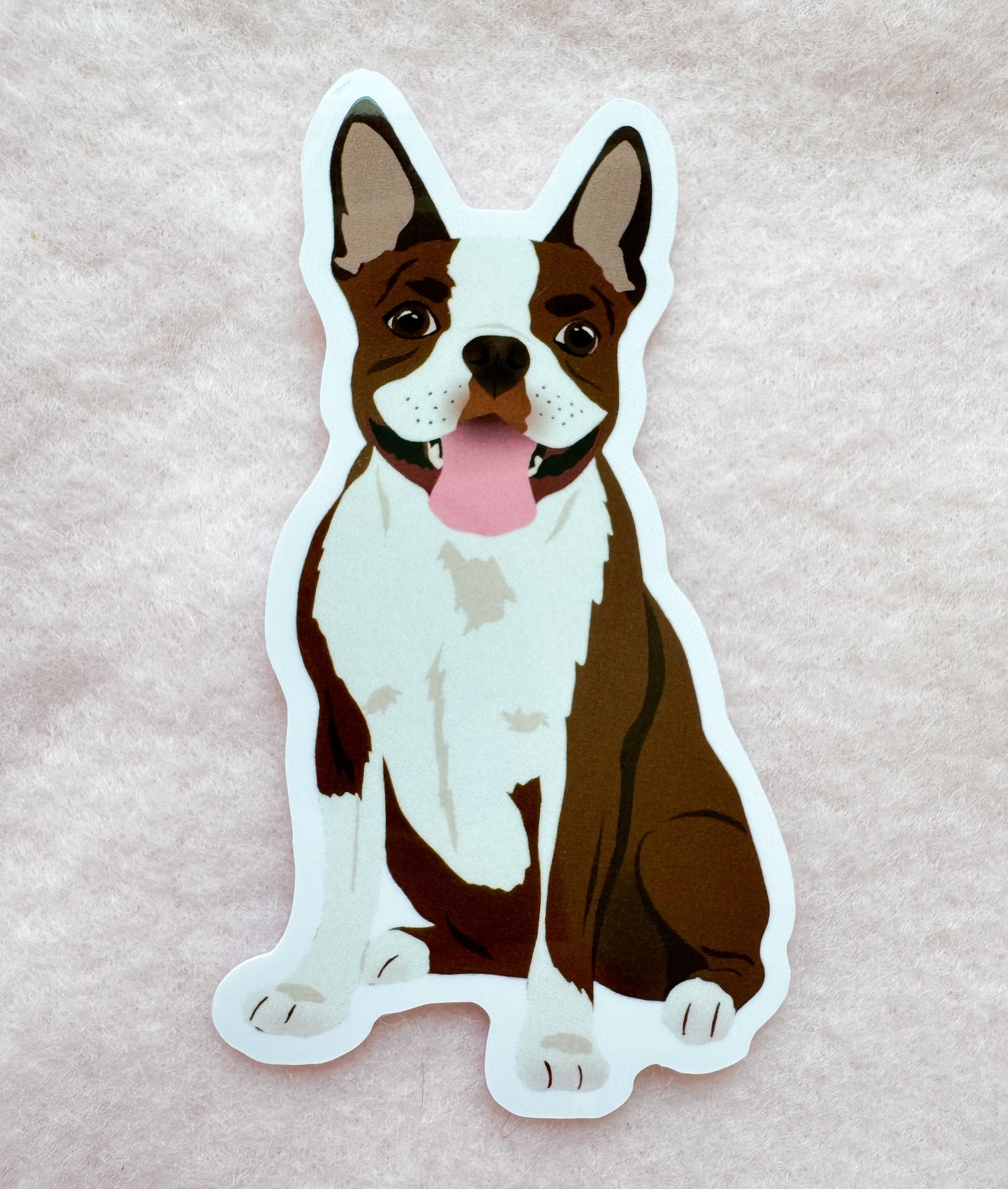 Boston Terrier (brown & white) Sticker