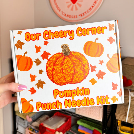 Orange Pumpkin Coaster Punch Needle Kit
