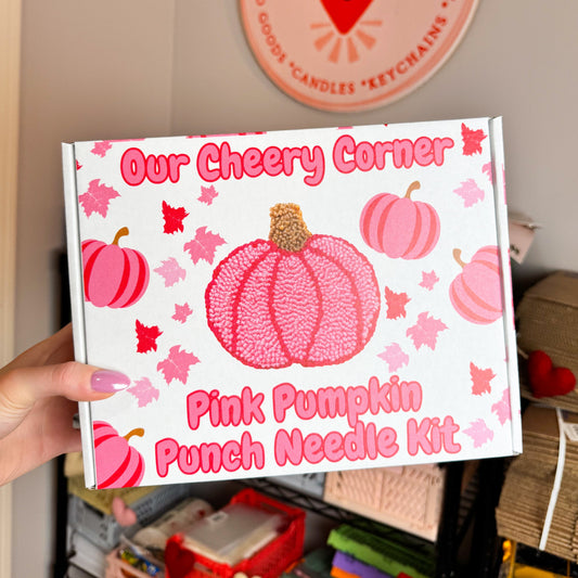 Pink Pumpkin Coaster Punch Needle Kit