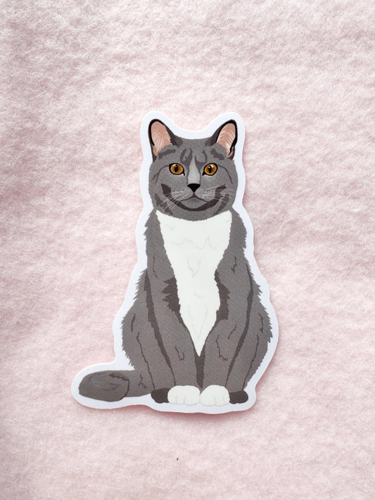 Gray Tuxedo Cat Sticker