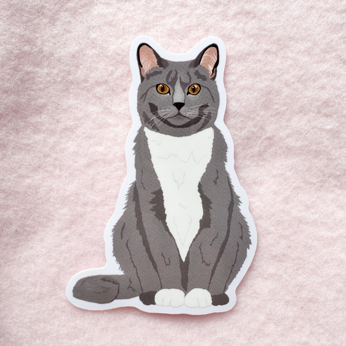 Gray Tuxedo Cat Sticker