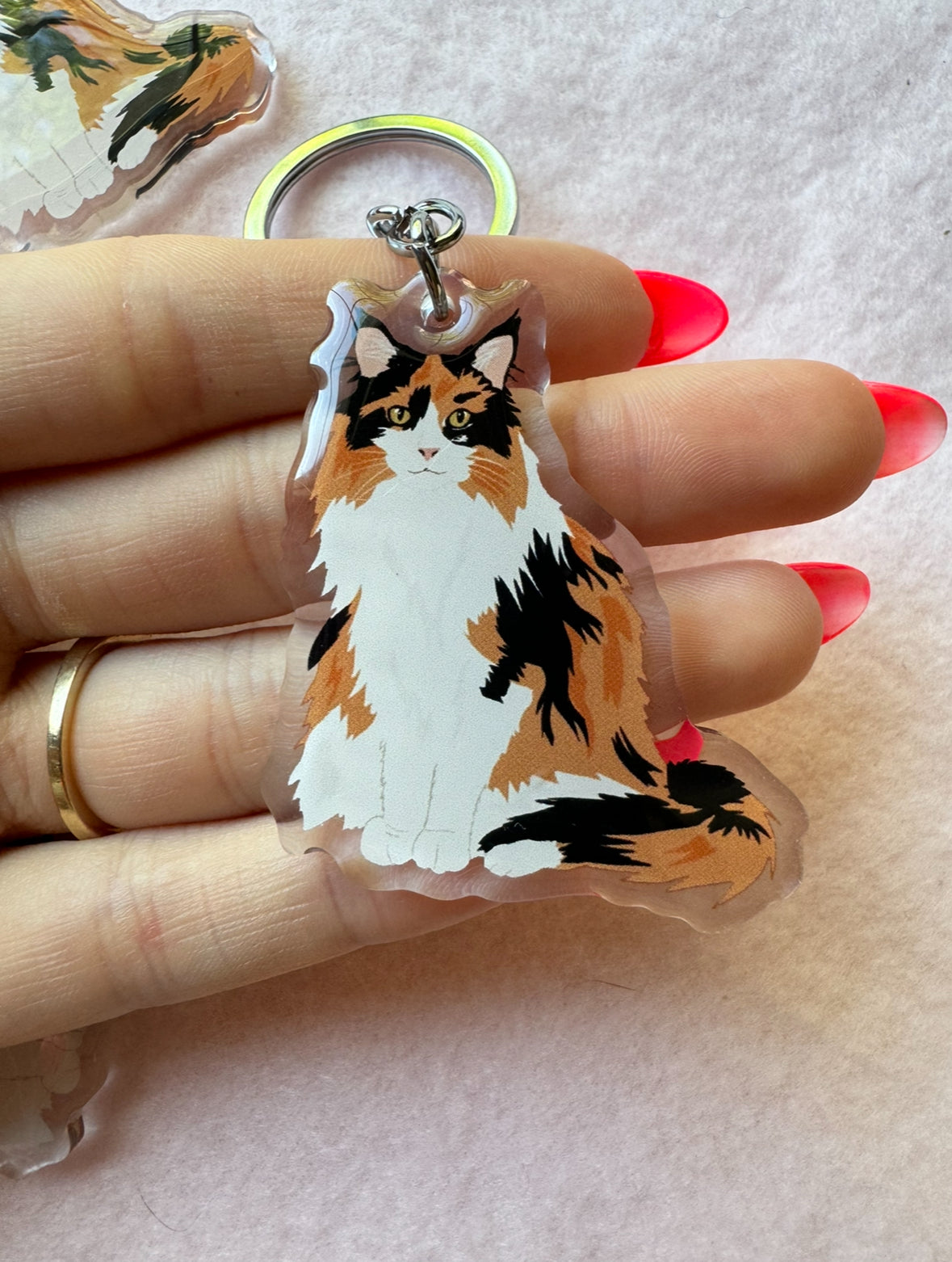 Calico (long haired) Keychain