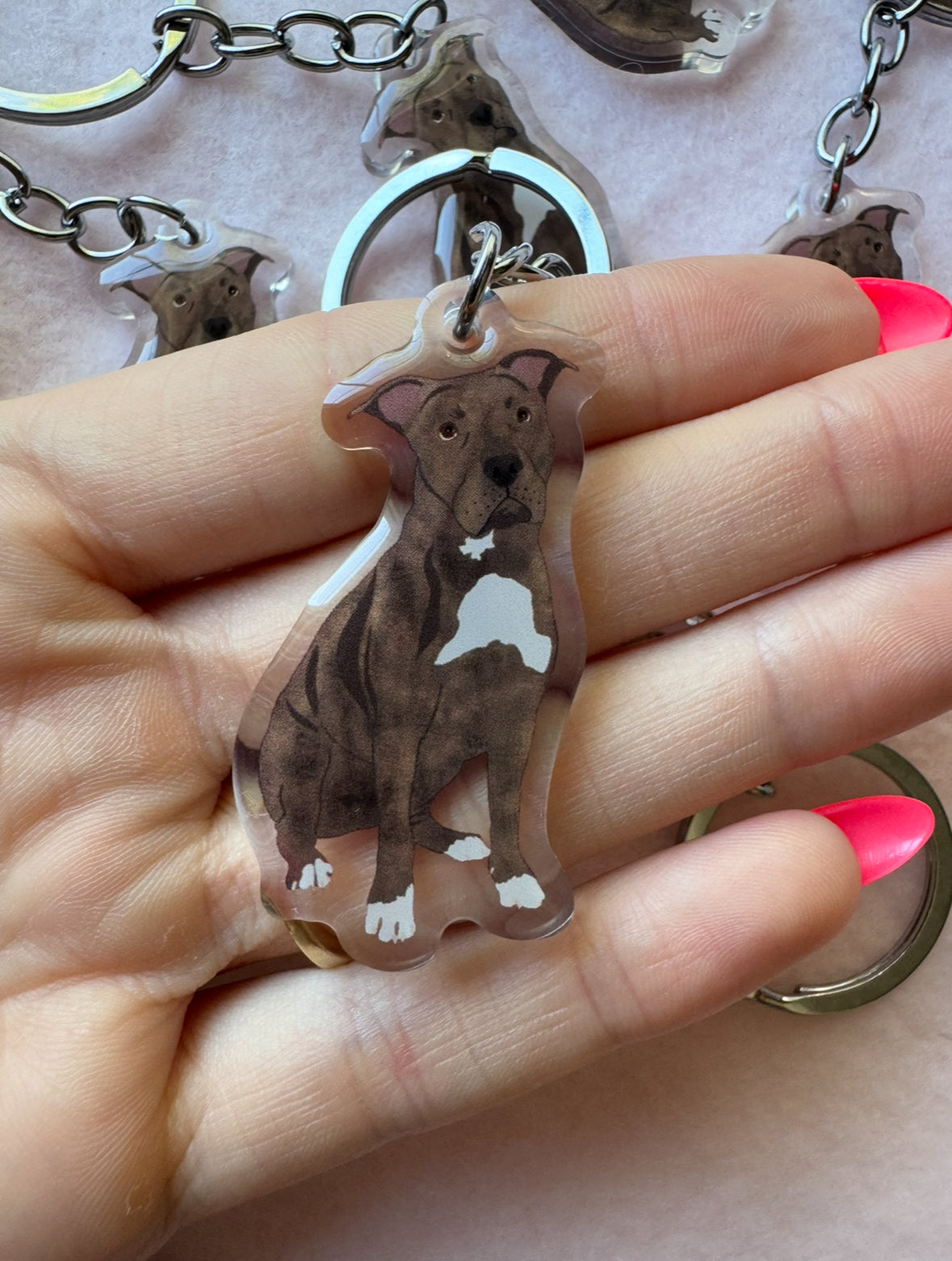 Pit Bull (brindle), Staffy (brindle) Keychain