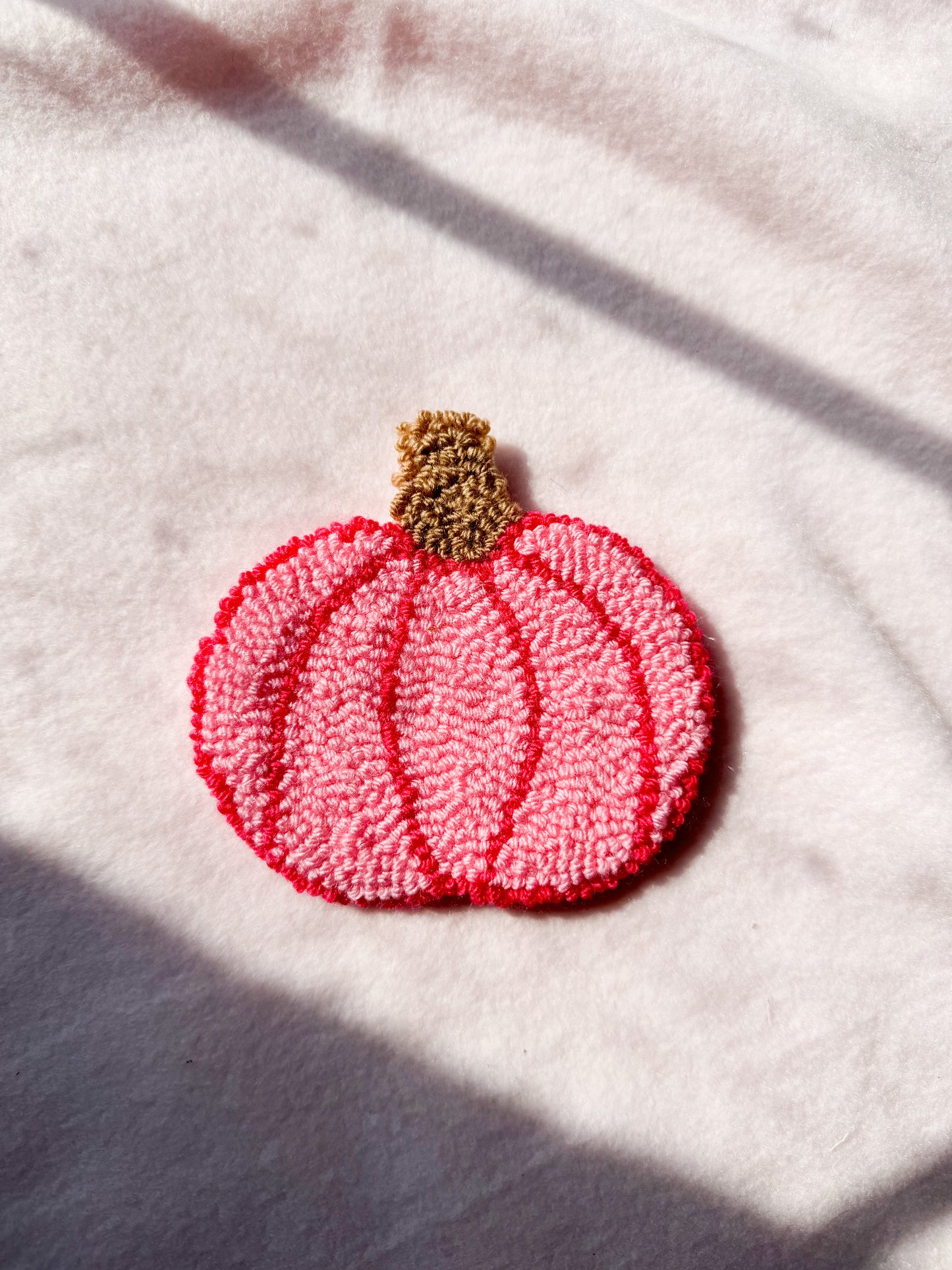 Pink Pumpkin Coaster Punch Needle Kit