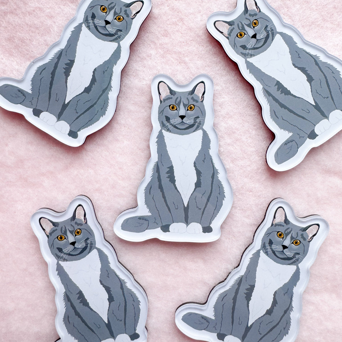 Gray Tuxedo Cat Magnet