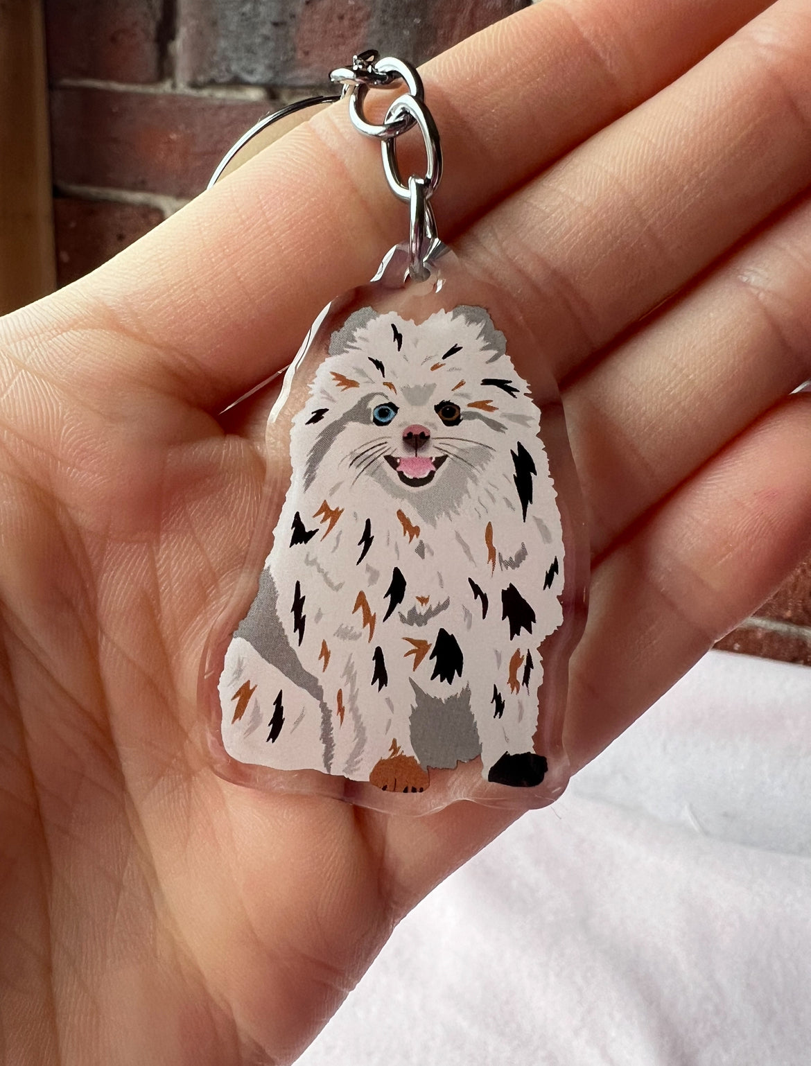 Pomeranian (merle) Keychain