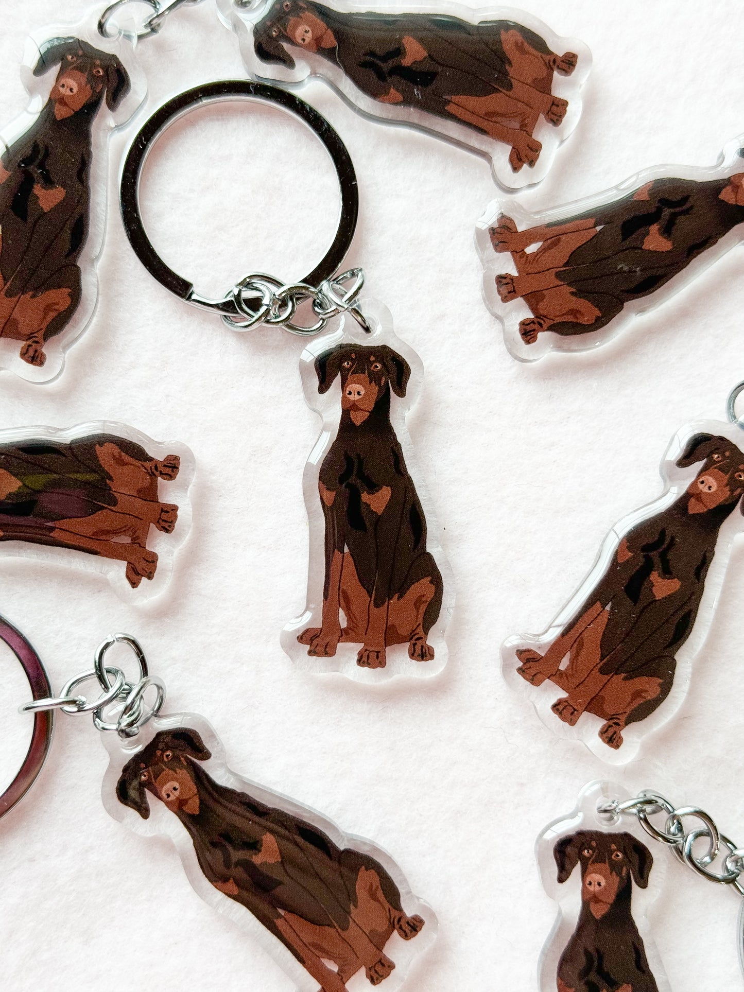 Dobermann (red & rust/natural ears) Keychain
