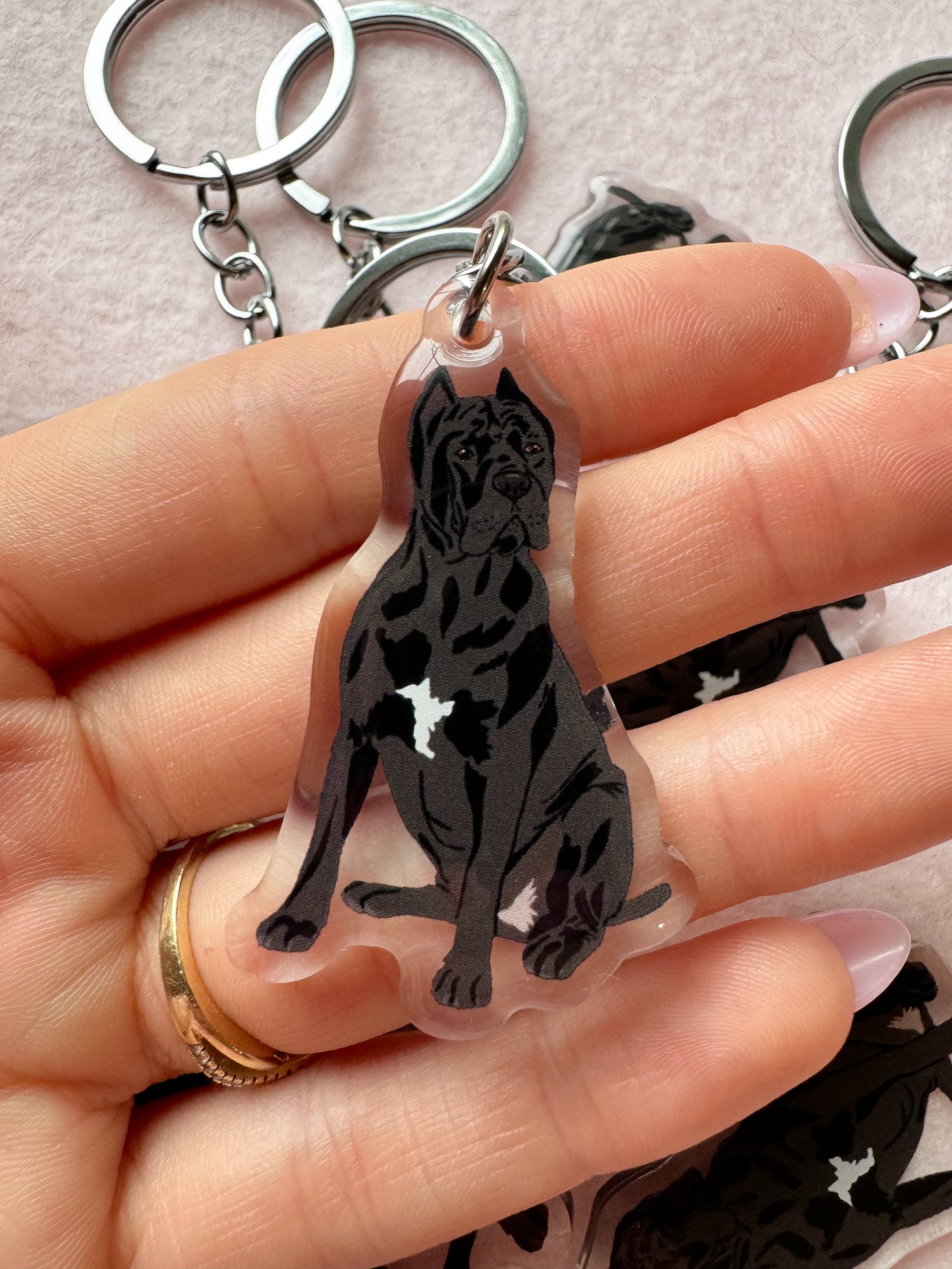 Cane Corso (cropped ears), Italian Mastiff Keychain