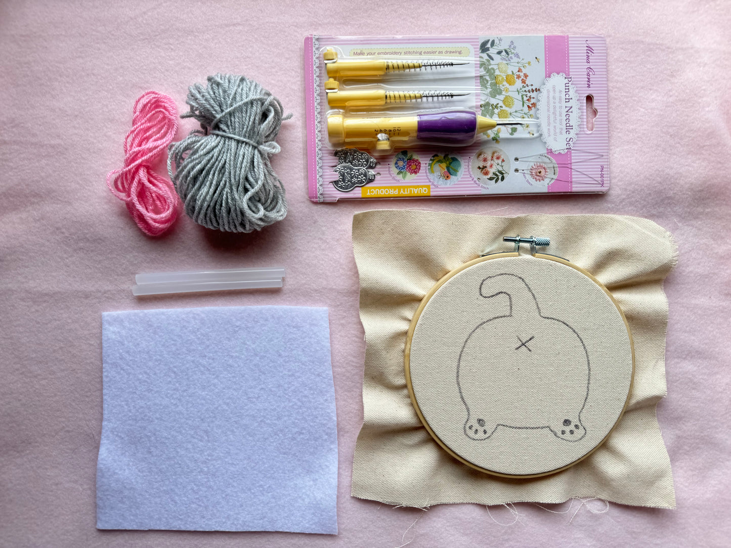 Cat Butt Coaster Punch Needle Kit