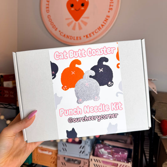 Cat Butt Coaster Punch Needle Kit