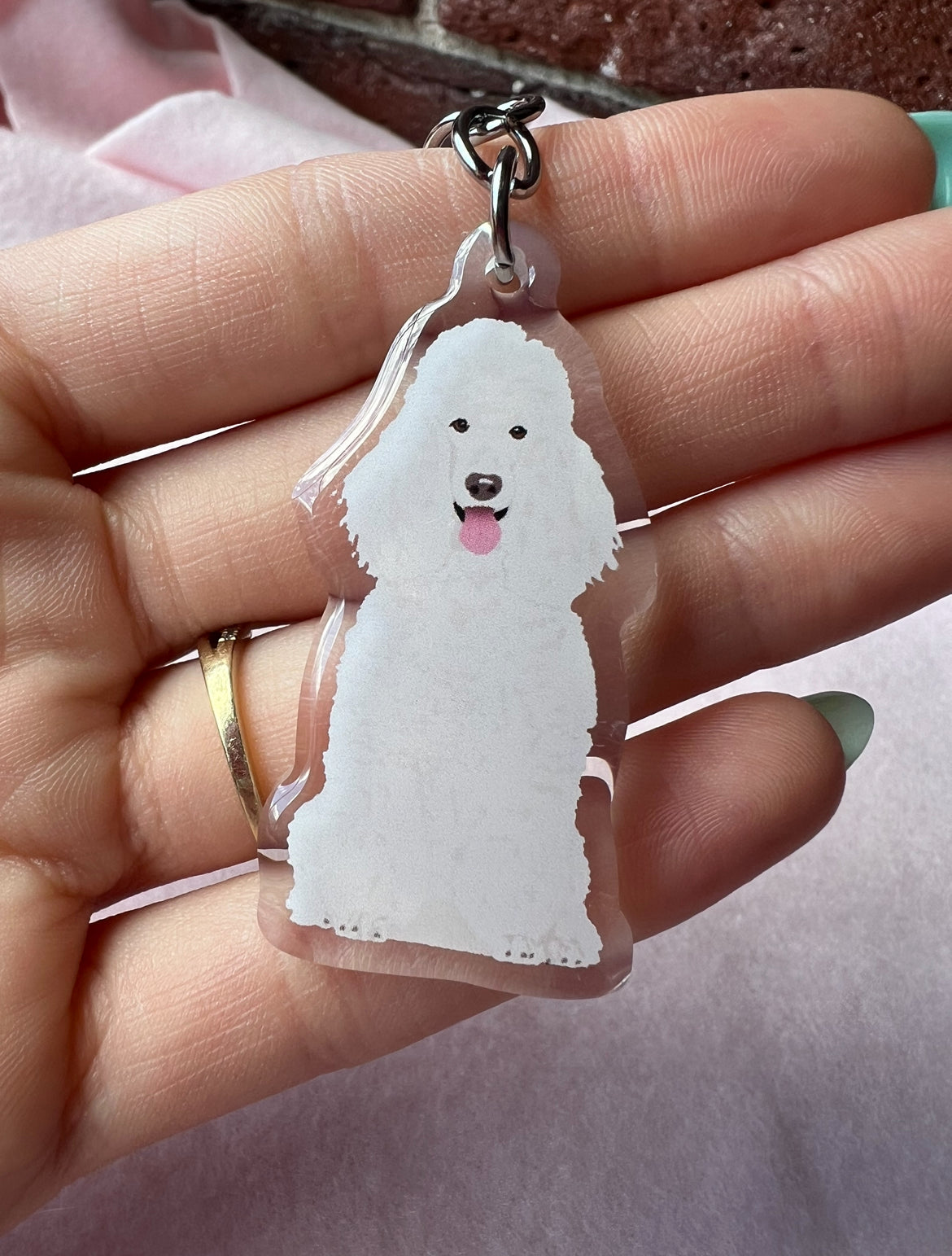 Poodle (white) Keychain