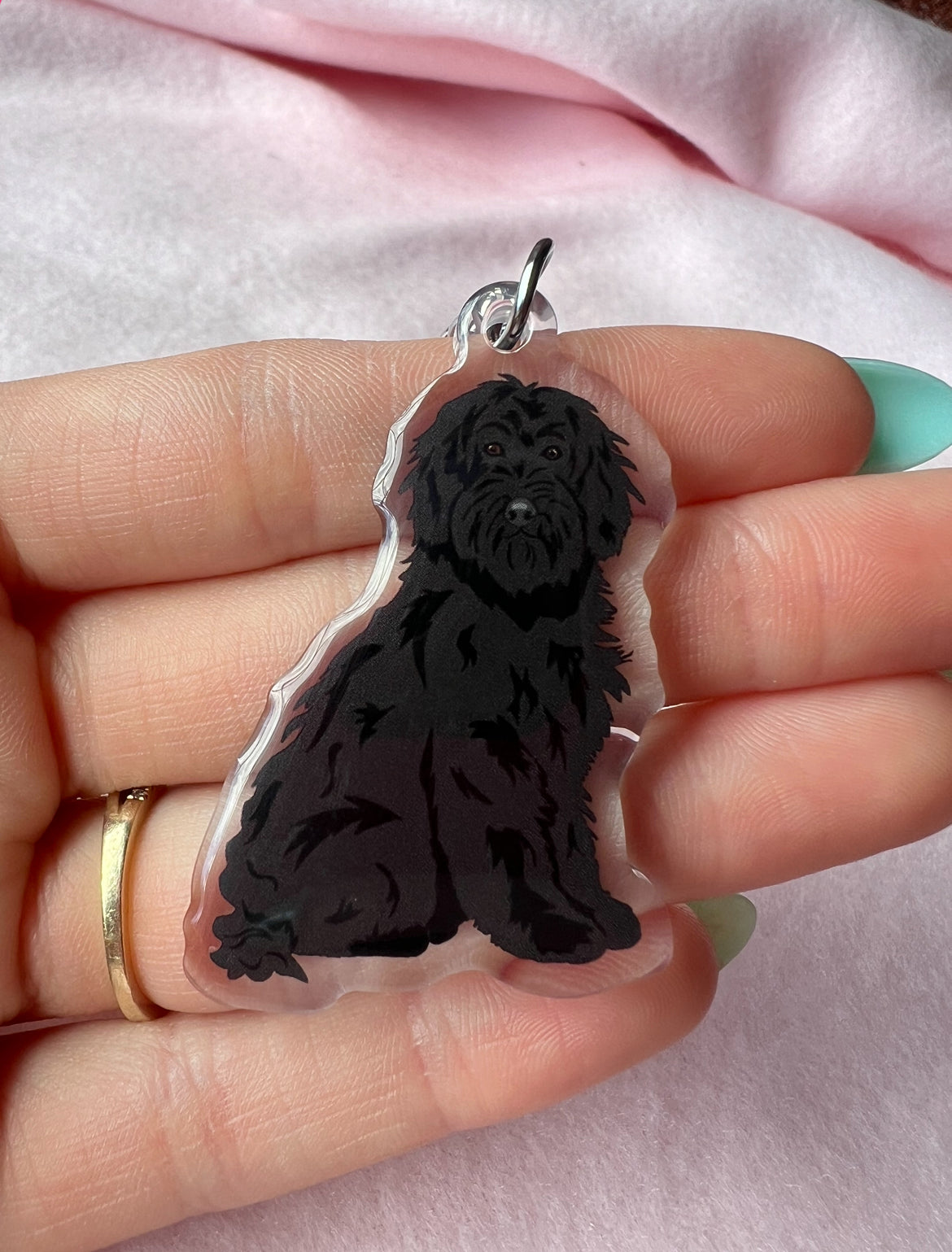 Goldendoodle (Black), Labradoodle (Black) Keychain