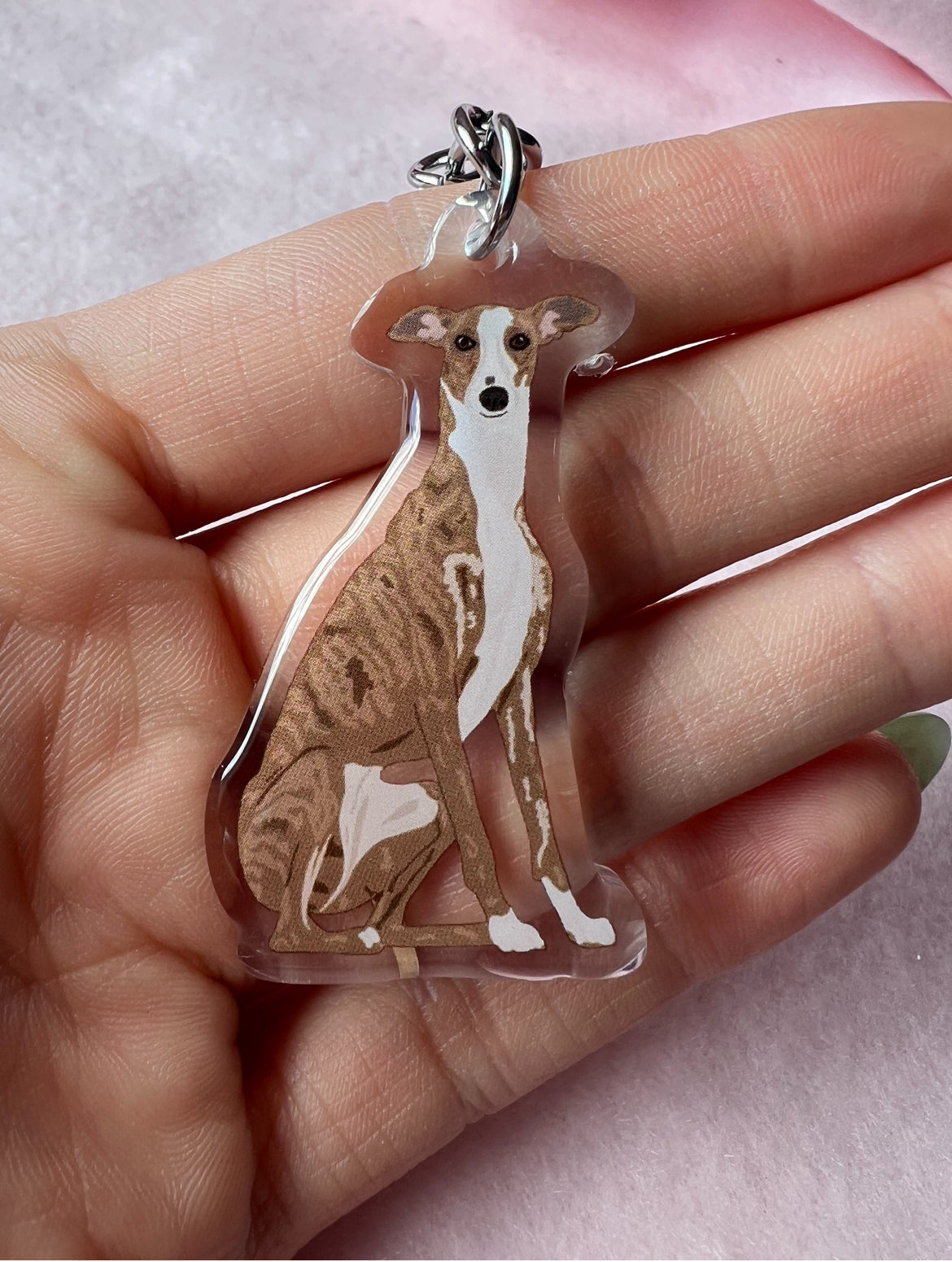Greyhound (Brindle) Keychain