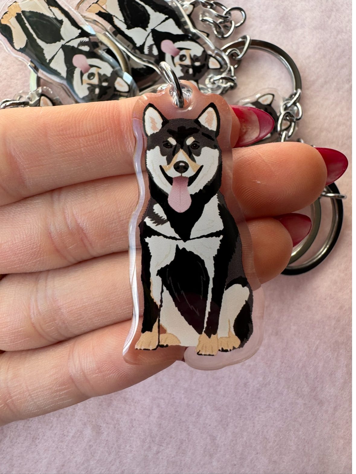 Shiba Inu, Akita (black & tan) Keychain