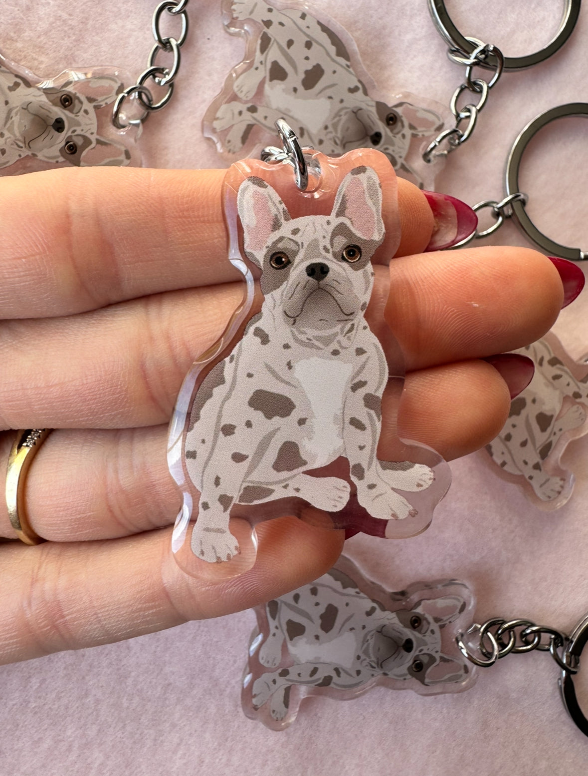 Frenchie (blue merle) Keychain