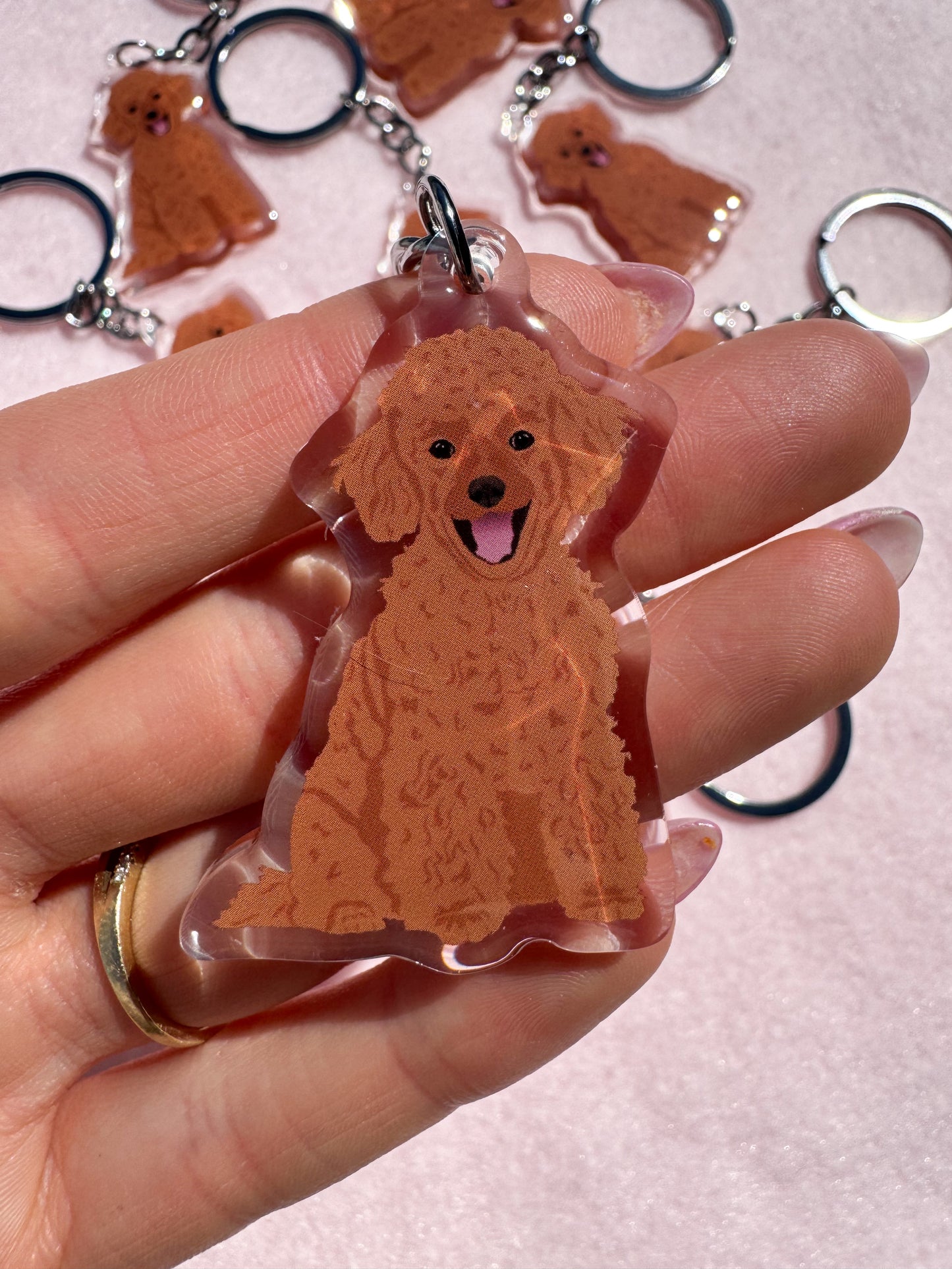 Mini Poodle, Toy Poodle (red) Keychain