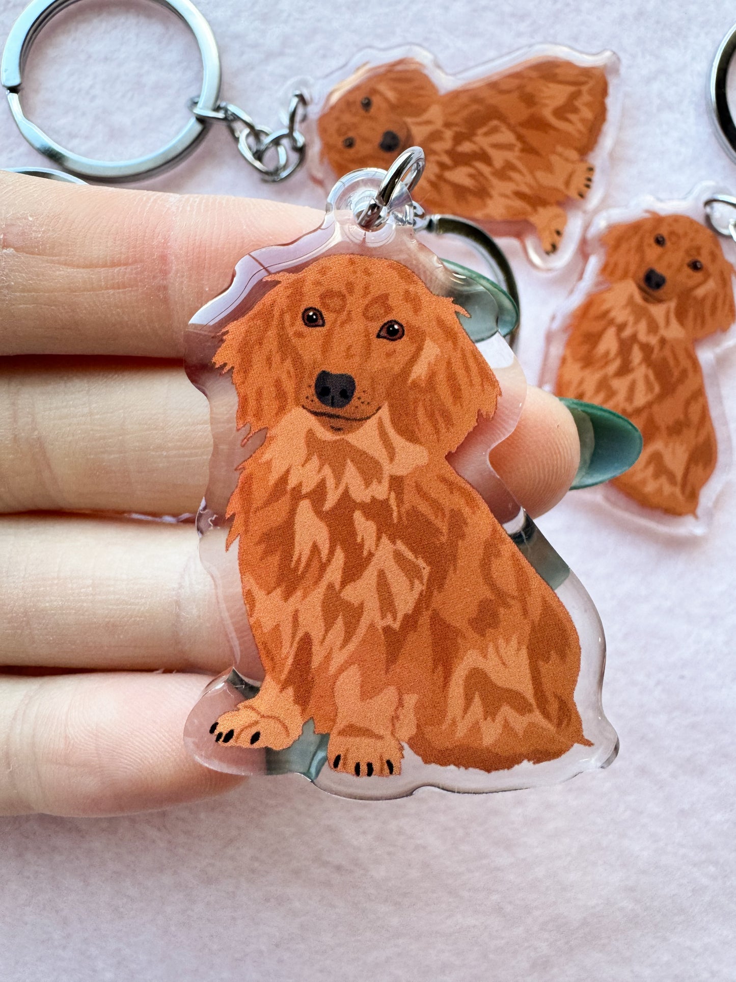 Dachshund (long haired red/brown) Keychain