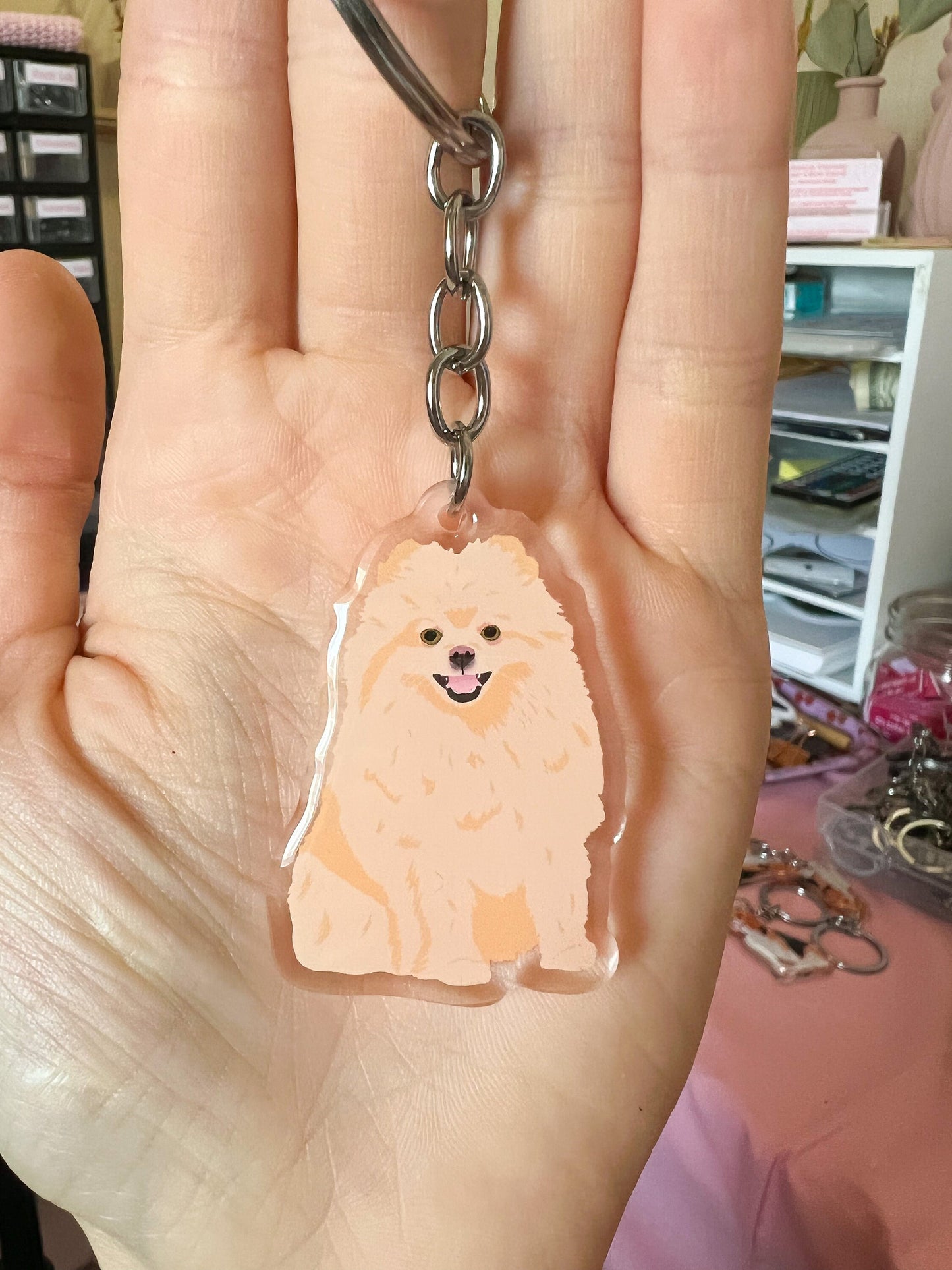 Pomeranian (blonde) Keychain